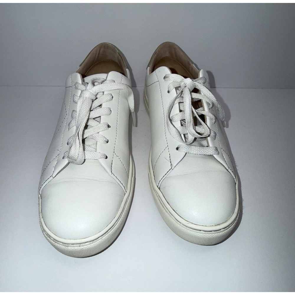 Kate Spade Angelise White Gold Leather Silhouette Sneakers Tennis Shoes size 7B